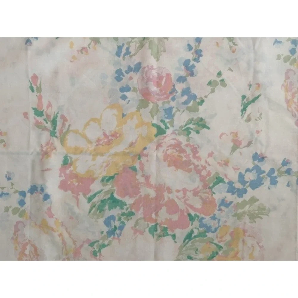 Vintage pair of pillowcases pink blue yellow floral pillowcases, Fieldcrest